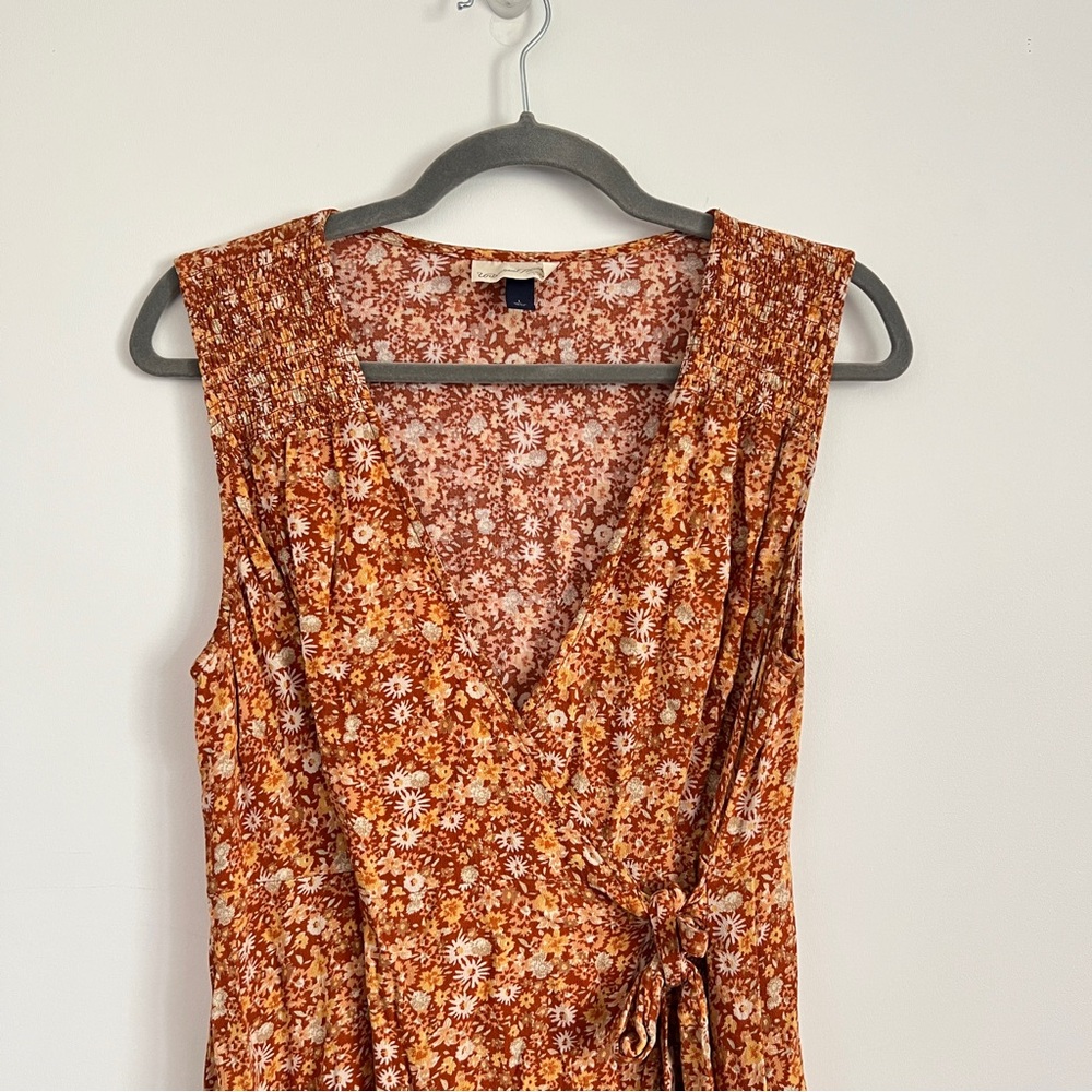 Universal Threads Sleeveless Floral Wrap Dress Orange Multicolor Size Large - Picture 2 of 8